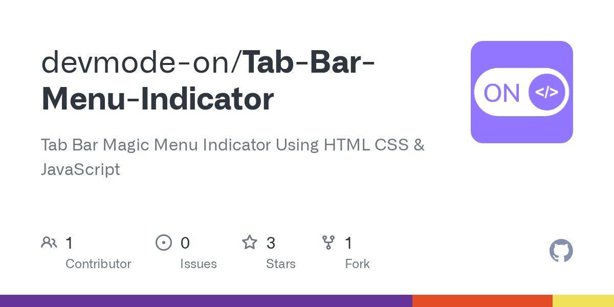 GitHub devmodeon/TabBarMenuIndicator Tab Bar Magic Menu Indicator Using HTML CSS & JavaScript