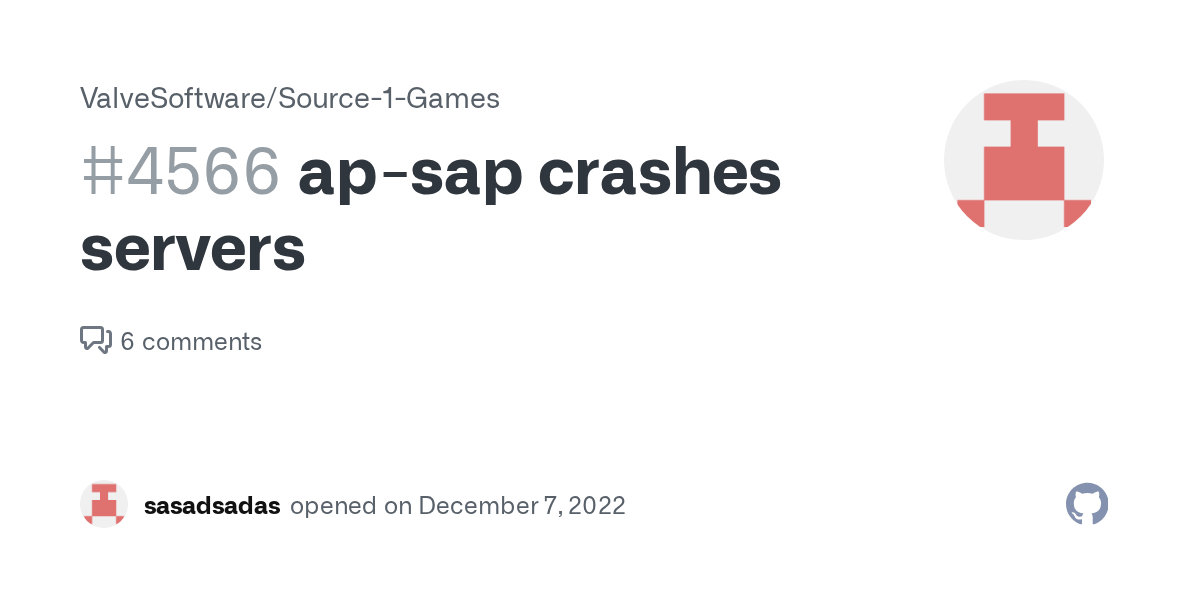 apsap crashes servers · Issue 4566 · ValveSoftware/Source1Games