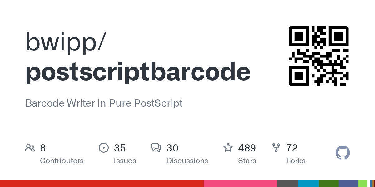 GitHub bwipp/postscriptbarcode Barcode Writer in Pure PostScript
