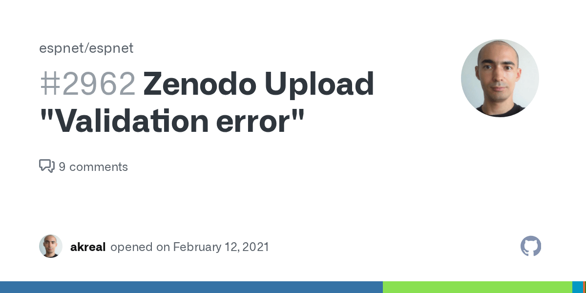 Zenodo Upload "Validation error" · Issue 2962 · · GitHub