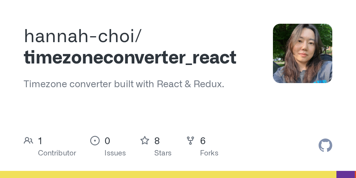 GitHub hannahchoi/timezoneconverter_react Timezone converter built