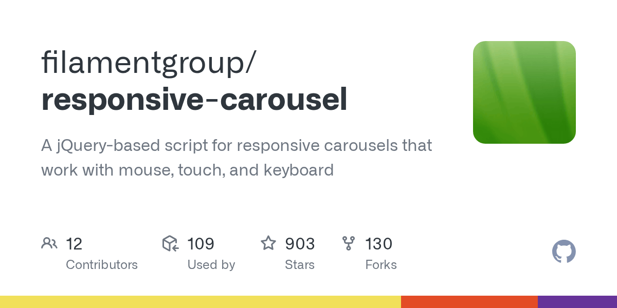 GitHub filamentgroup/responsivecarousel A jQuerybased script for