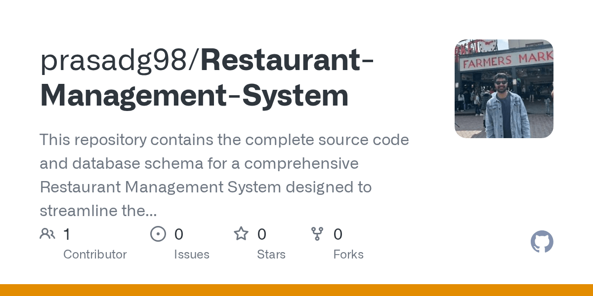 GitHub - prasadg98/Restaurant-Management-System: This repository