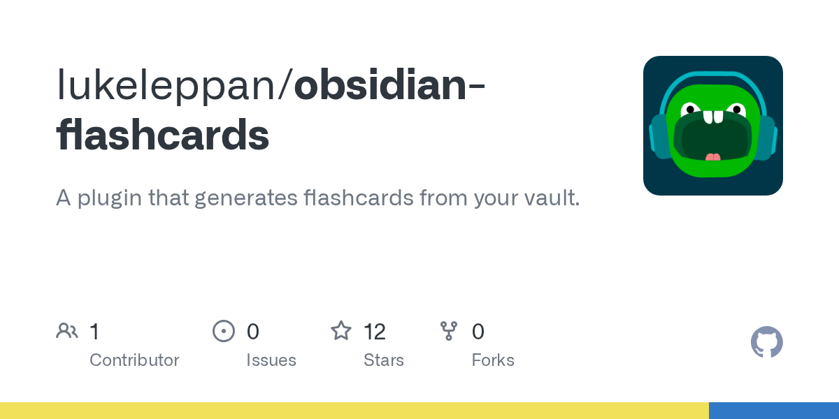 GitHub lukeleppan/obsidianflashcards A plugin that generates