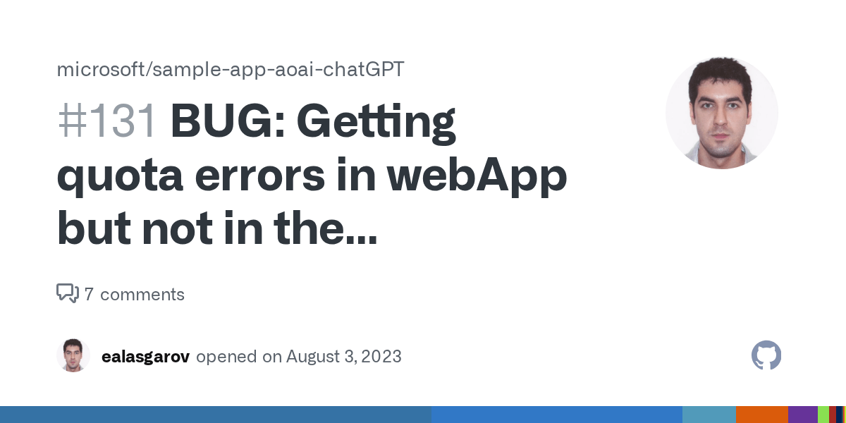 BUG Getting quota errors in webApp but not in the playground · Issue