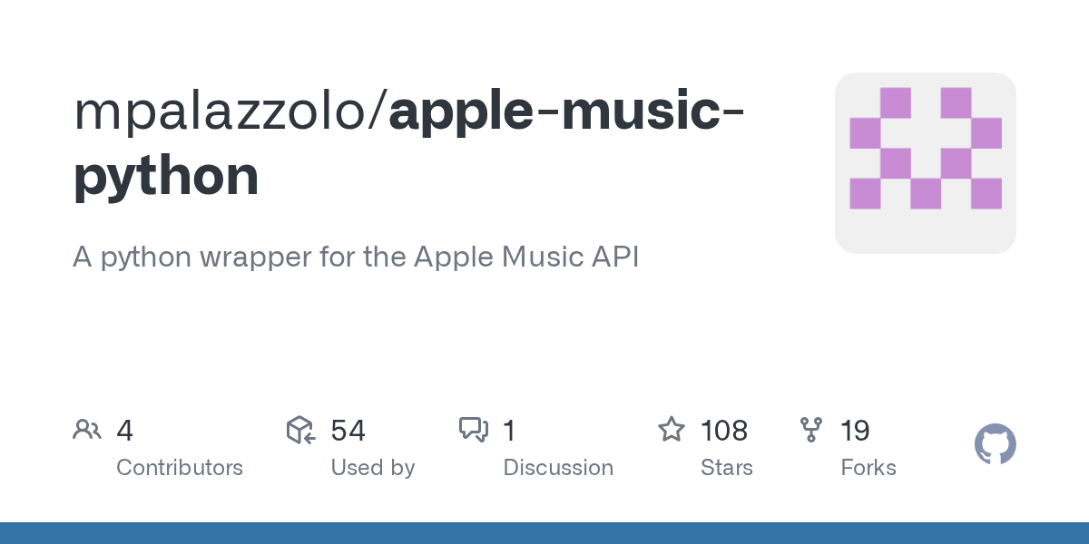 GitHub mpalazzolo/applemusicpython A python wrapper for the Apple