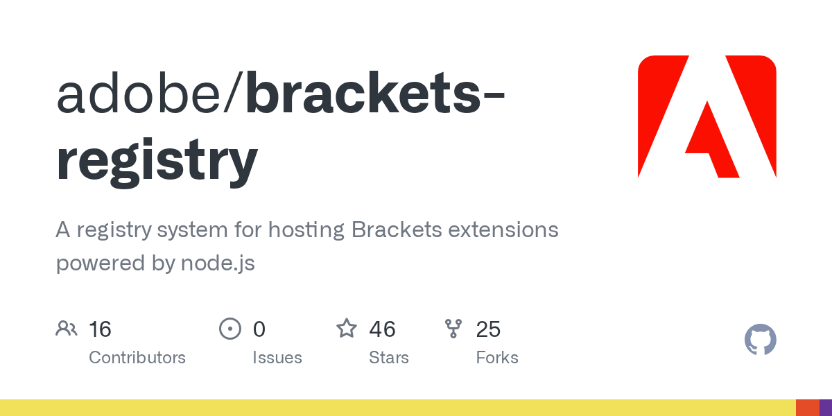 GitHub adobe/bracketsregistry A registry system for hosting