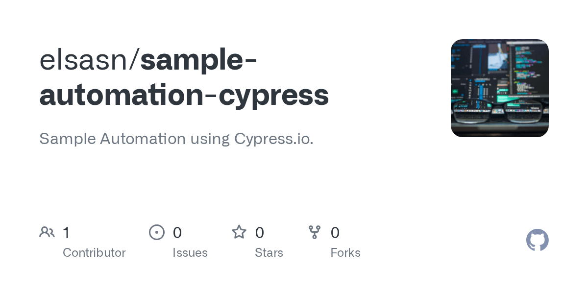 GitHub elsasn/sampleautomationcypress Sample Automation using