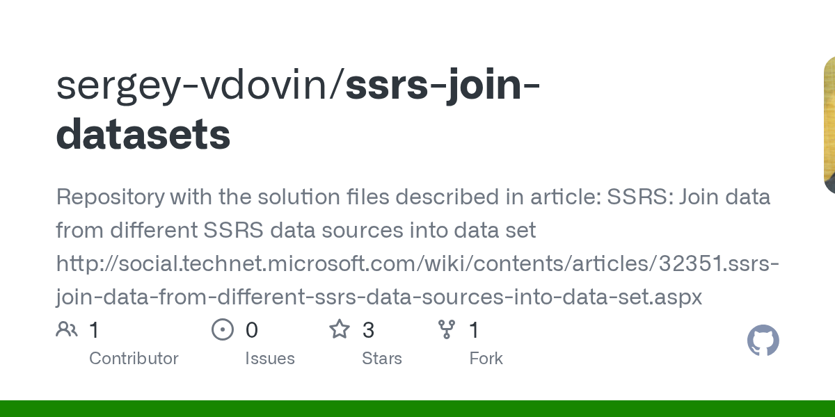 GitHub sergeyvdovin/ssrsjoindatasets Repository with the solution