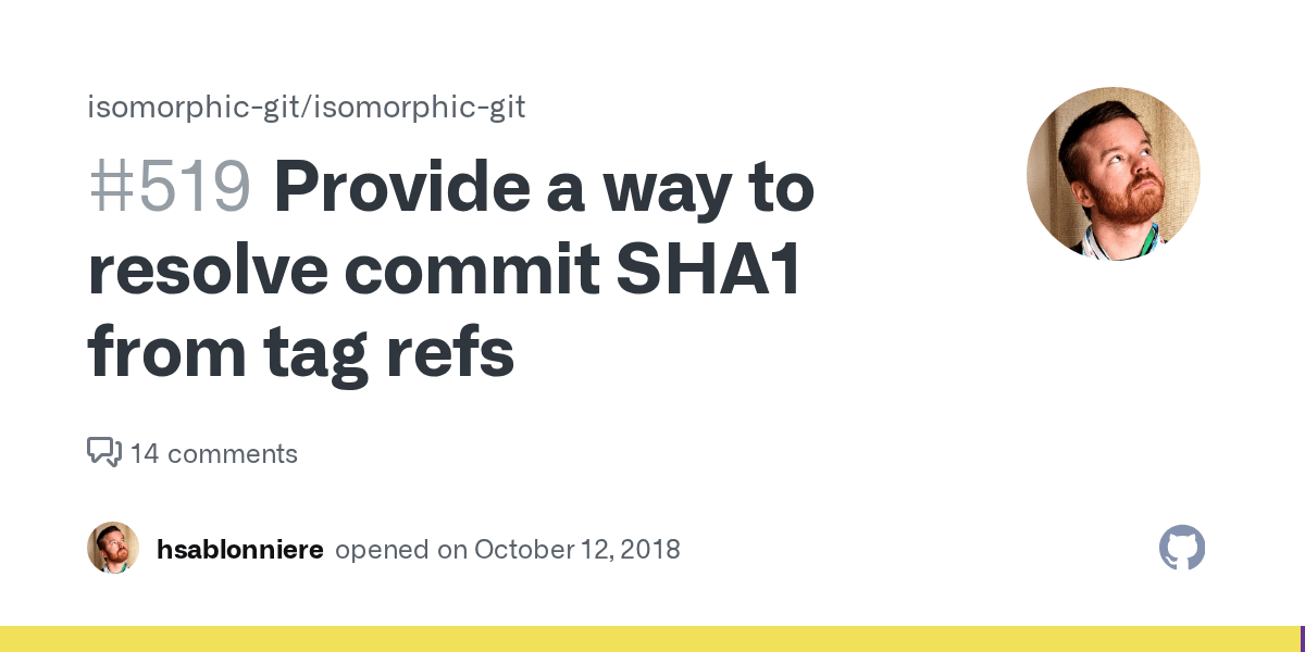 Provide a way to resolve commit SHA1 from tag refs · Issue 519