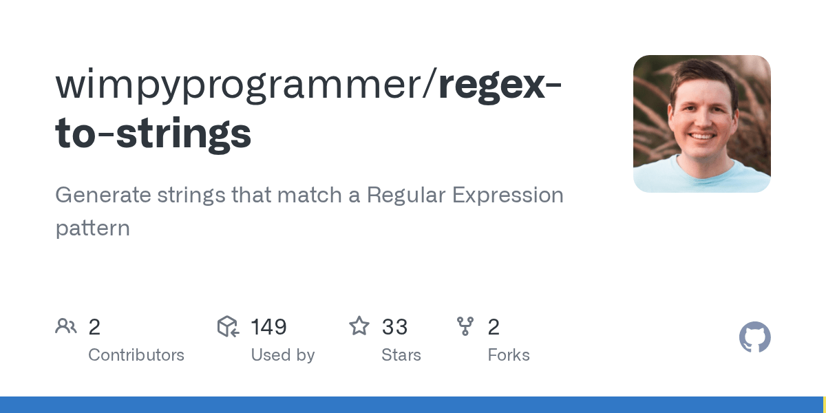 GitHub wimpyprogrammer/regextostrings Generate strings that match