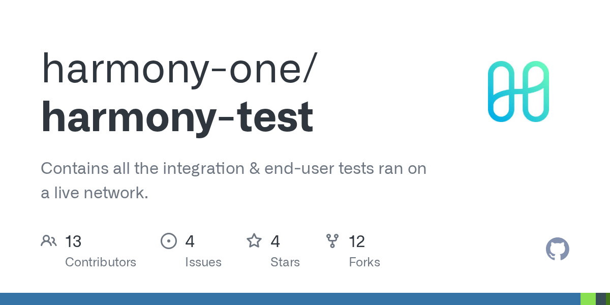 GitHub harmonyone/harmonytest Contains all the integration & end