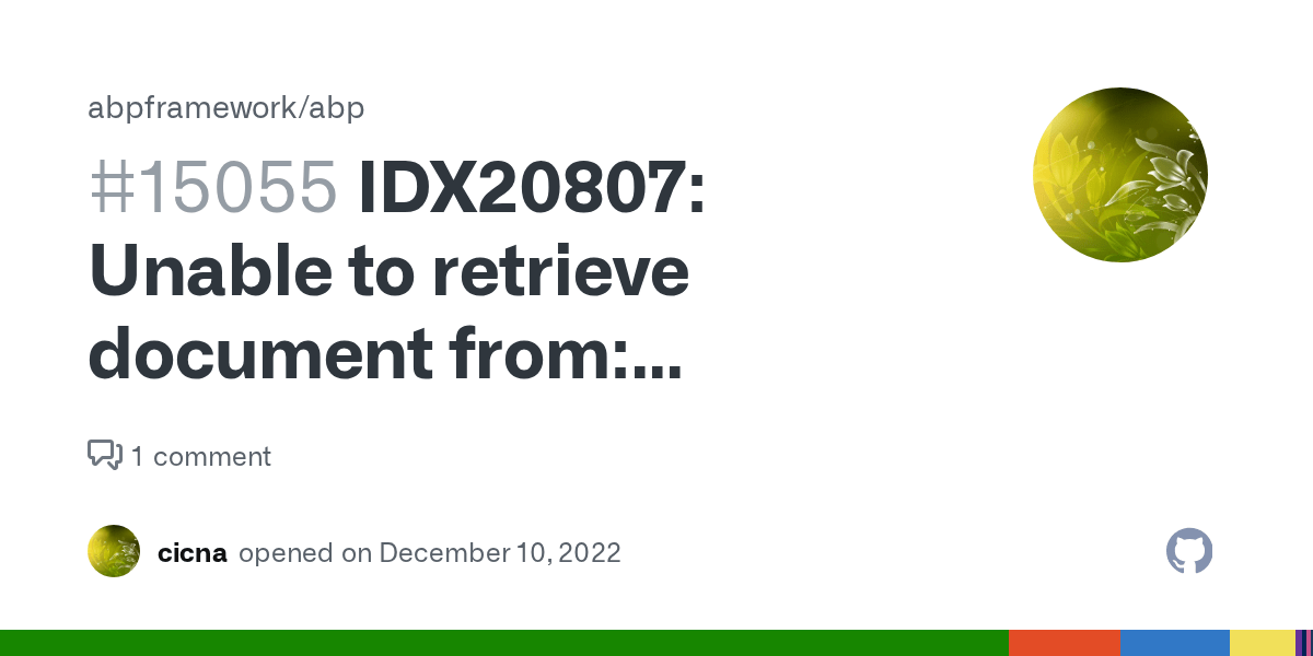 IDX20807 Unable to retrieve document from 'System.String