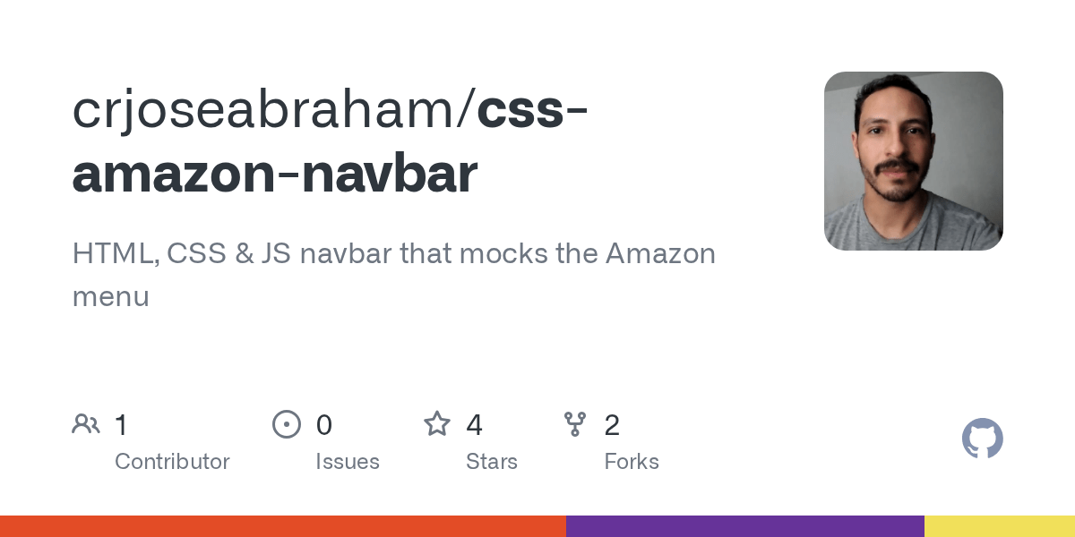 GitHub crjoseabraham/cssamazonnavbar HTML, CSS & JS navbar that