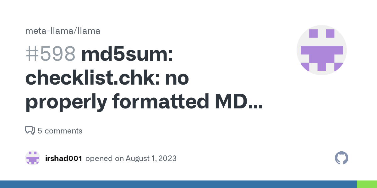 md5sum checklist.chk no properly formatted MD5 checksum lines found