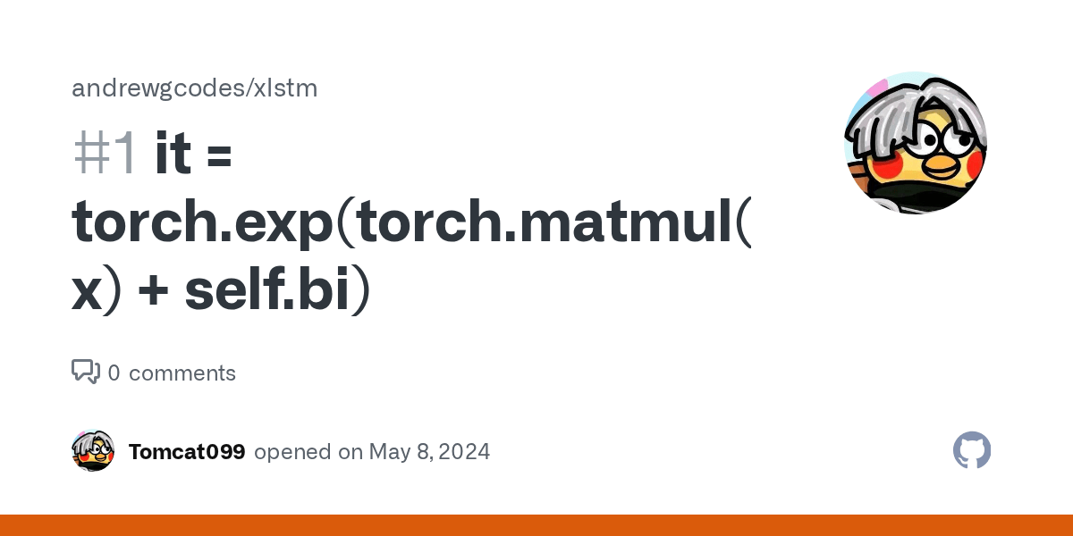 it = torch.exp(torch.matmul(self.wi, x) + self.bi) · Issue 1