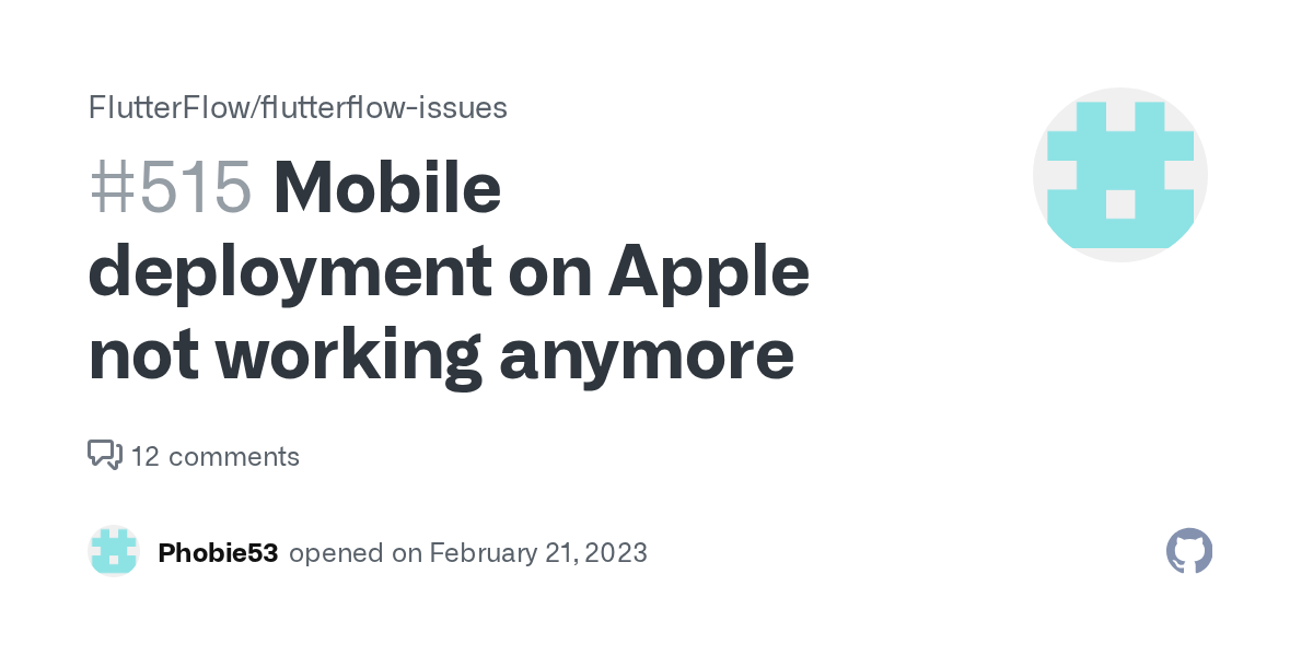Mobile deployment on Apple not working anymore · Issue 515