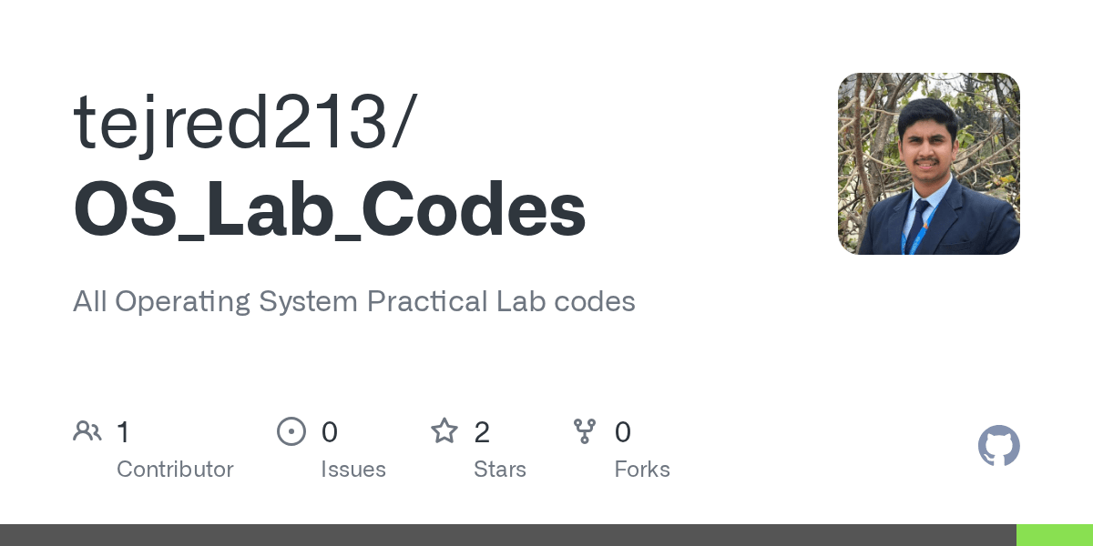 GitHub tejred213/OS_Lab_Codes All Operating System Practical Lab codes