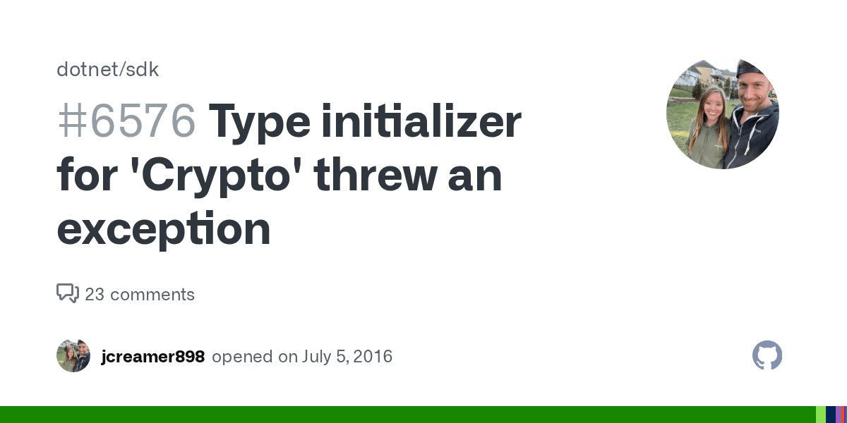 Type initializer for 'Crypto' threw an exception · Issue 6576 ·
