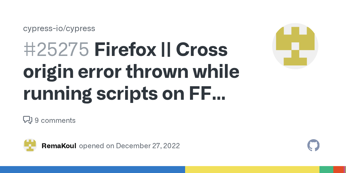 Firefox Cross origin error thrown while running scripts on FF browser · Issue 25275
