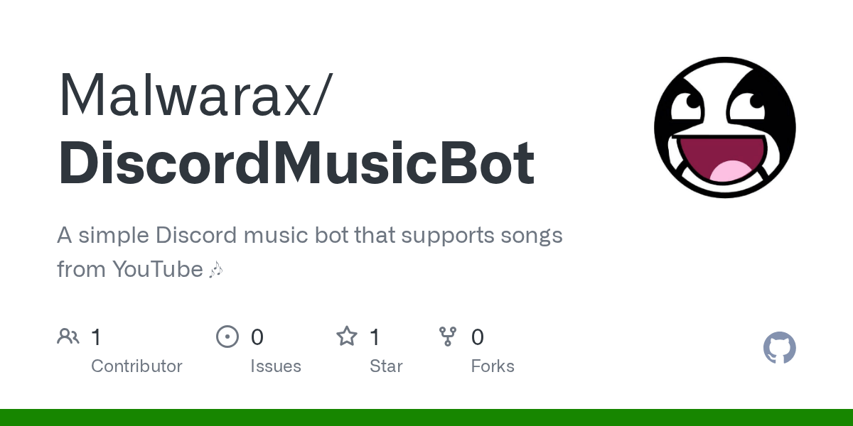 GitHub Malwarax/DiscordMusicBot A simple Discord music bot that