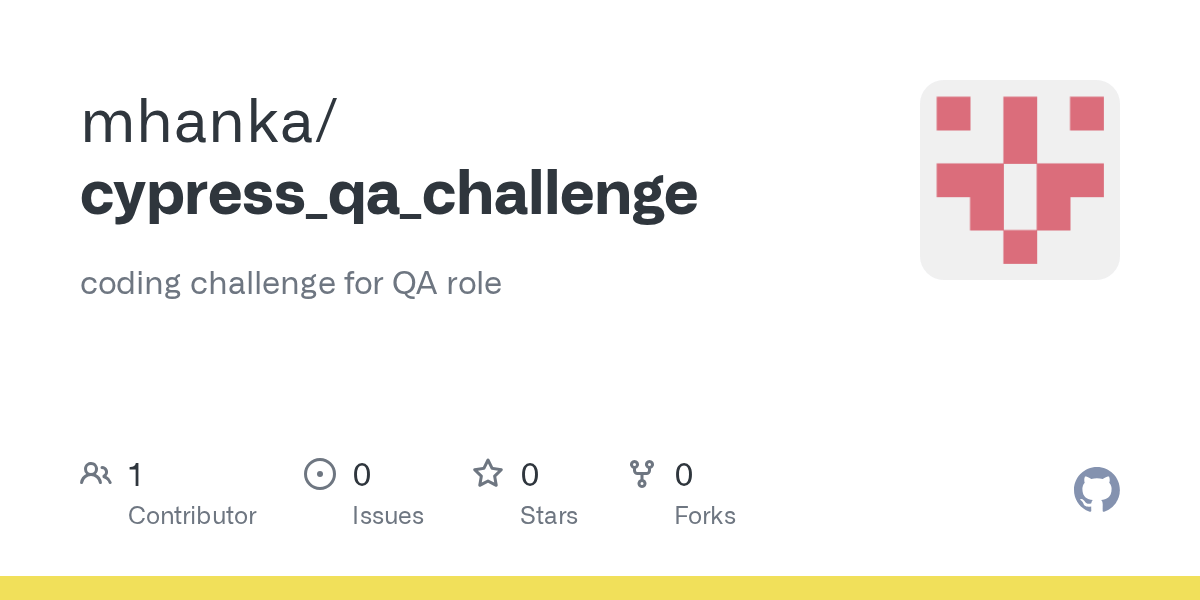 GitHub mhanka/cypress_qa_challenge coding challenge for QA role