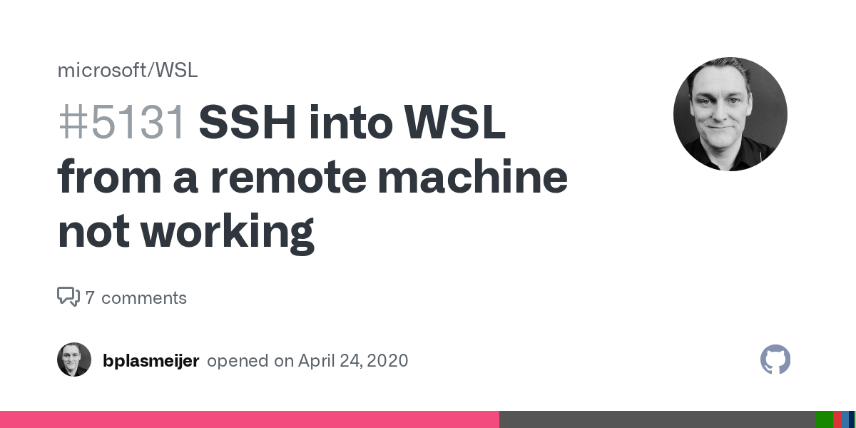 SSH into WSL from a remote machine not working · Issue 5131