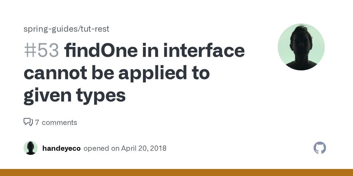 findOne in interface cannot be applied to given types · Issue 53