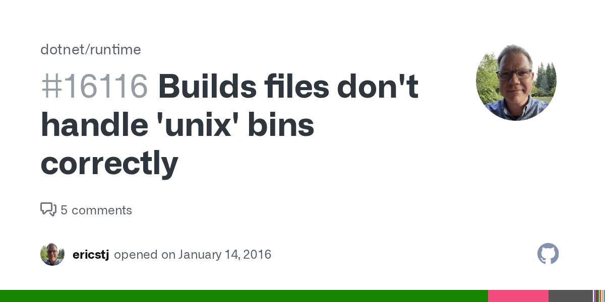 Builds files don't handle 'unix' bins correctly · Issue 16116 ·