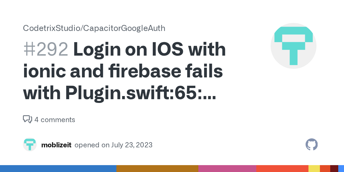 Login on IOS with ionic and firebase fails with Plugin.swift65 Fatal