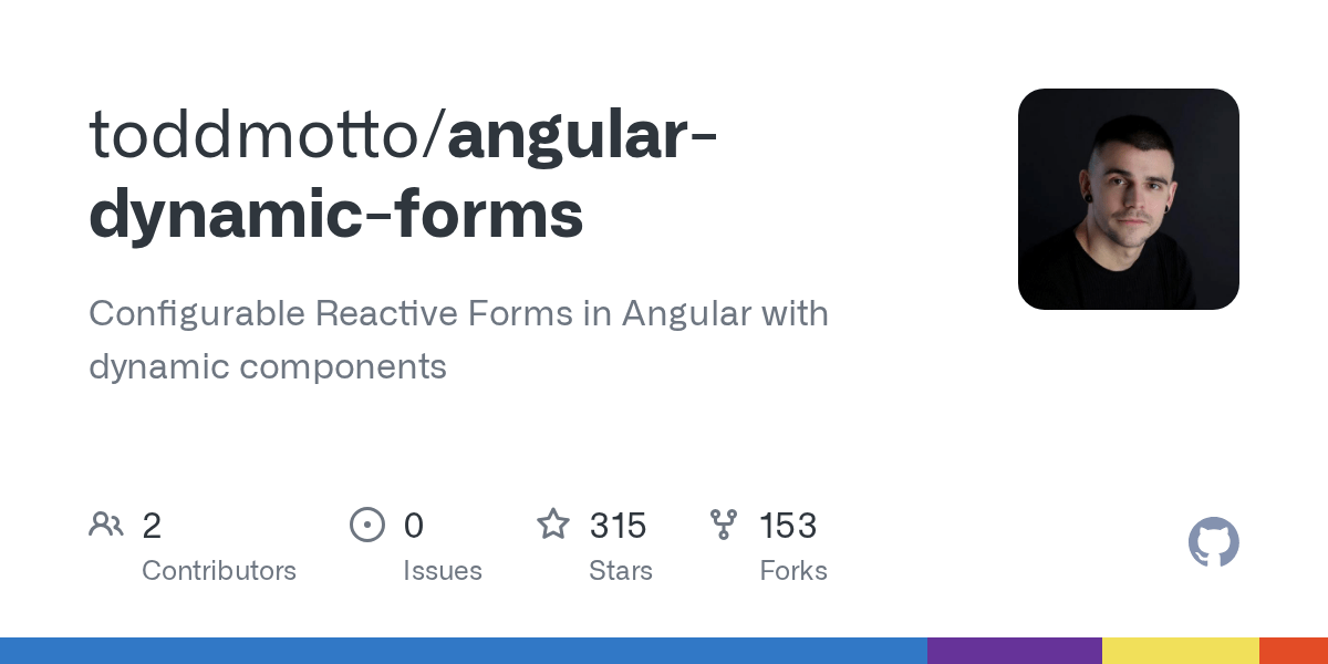 GitHub toddmotto/angulardynamicforms Configurable Reactive Forms in Angular with dynamic