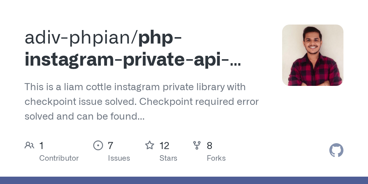 GitHub adivphpian/phpinstagramprivateapiwithcheckpointfeature
