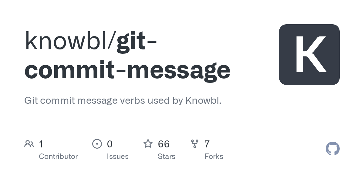 GitHub Git commit message verbs used by