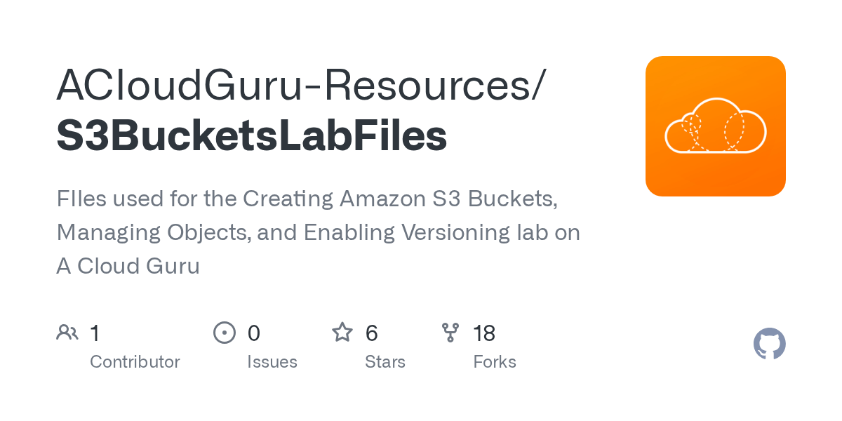 GitHub ACloudGuruResources/S3BucketsLabFiles FIles used for the