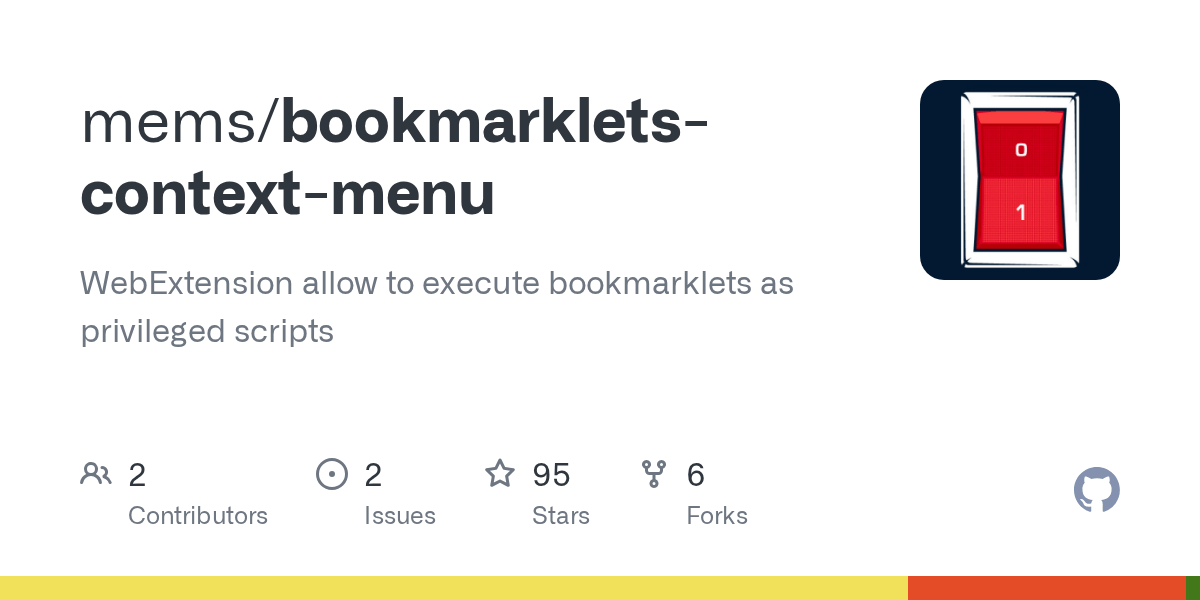 GitHub mems/bookmarkletscontextmenu Extension allow to execute