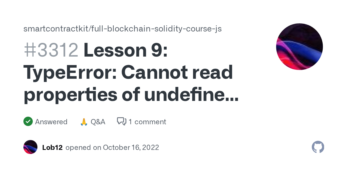 Lesson 9 TypeError Cannot read properties of undefined (reading