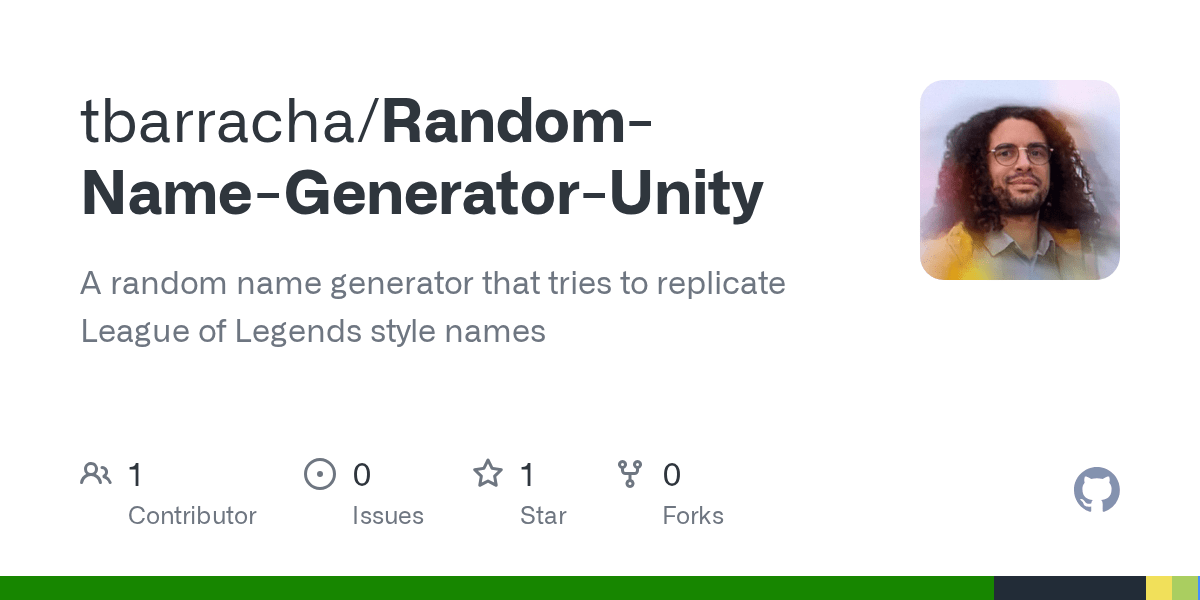 GitHub tbarracha/RandomNameGeneratorUnity A random name generator