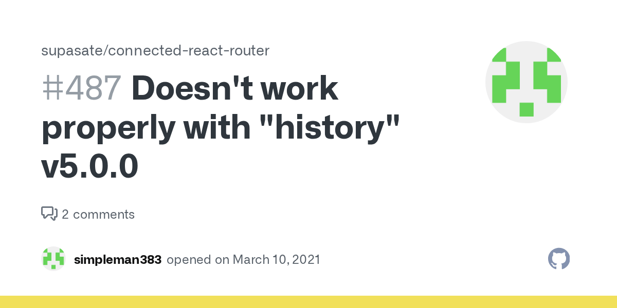 Doesn't work properly with "history" v5.0.0 · Issue 487 · supasate