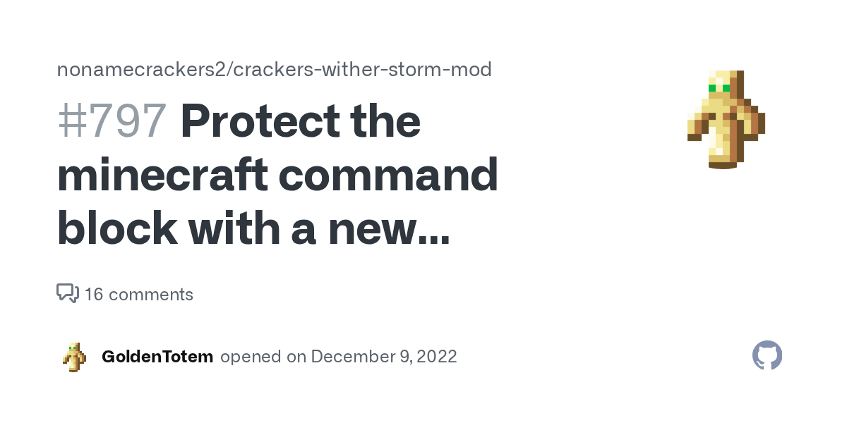 Protect the minecraft command block with a new command block · Issue