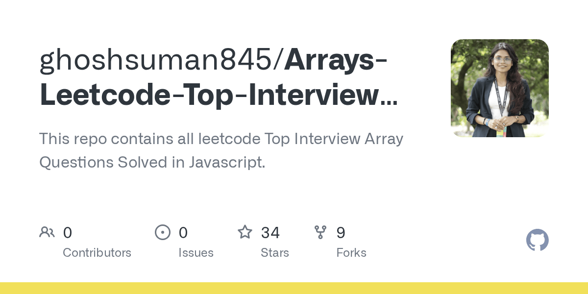 GitHub ghoshsuman845/ArraysLeetcodeTopInterviewQuestionsin