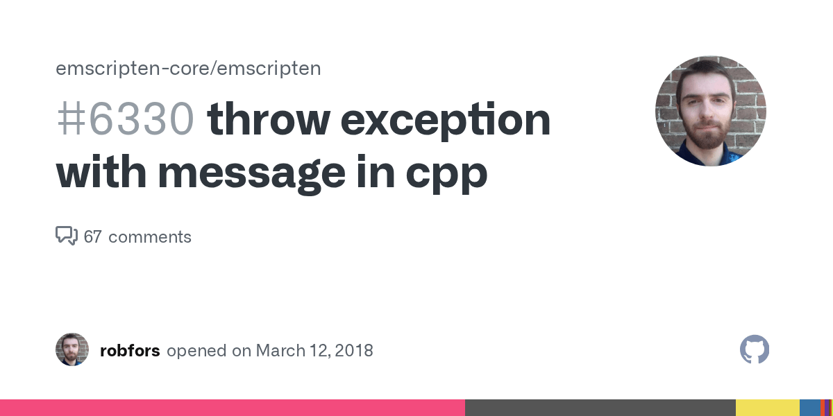 throw exception with message in cpp · Issue 6330 · emscriptencore