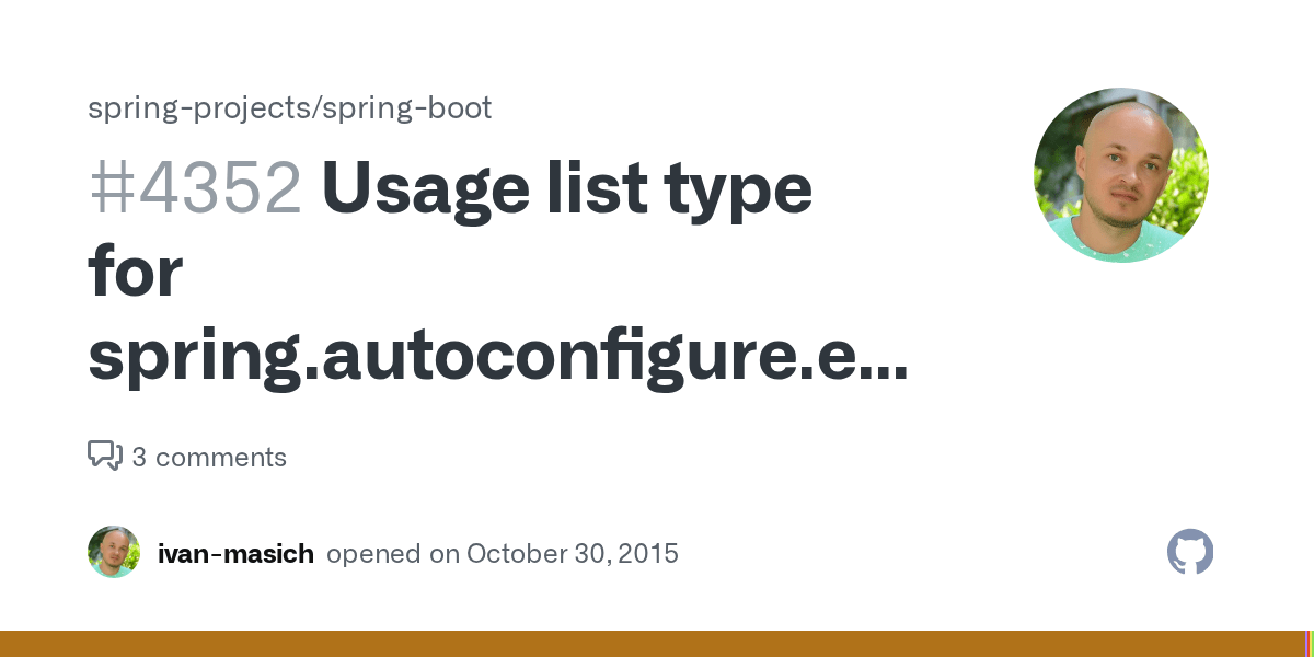 Usage list type for spring.autoconfigure.exclude property in Yaml