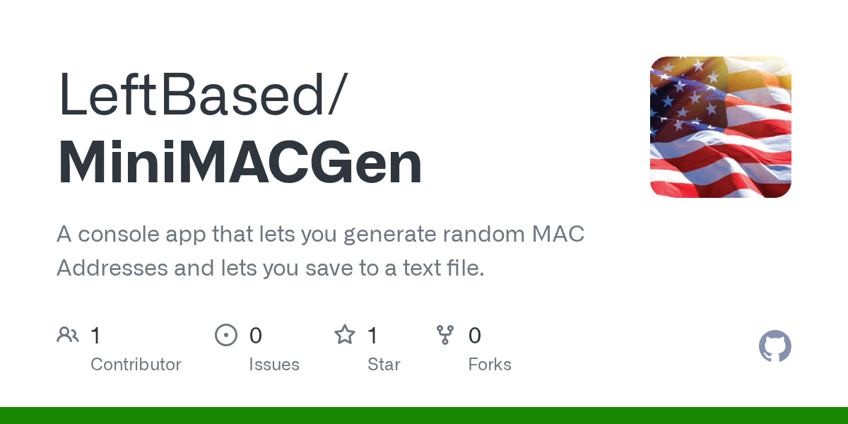 GitHub LeftBased/MiniMACGen A console app that lets you generate