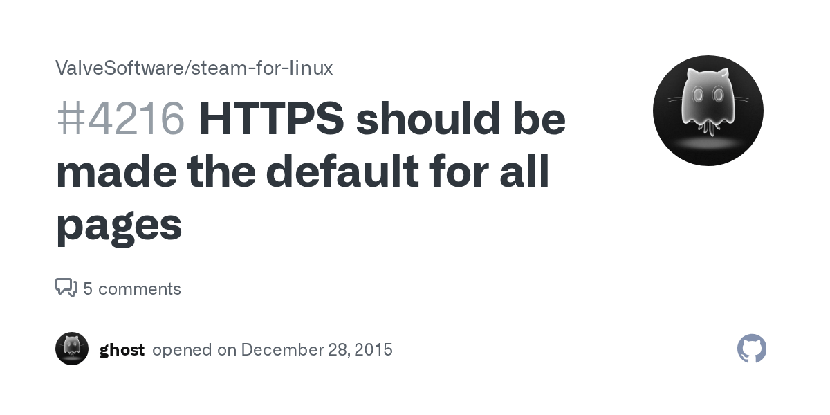 HTTPS should be made the default for all pages · Issue 4216