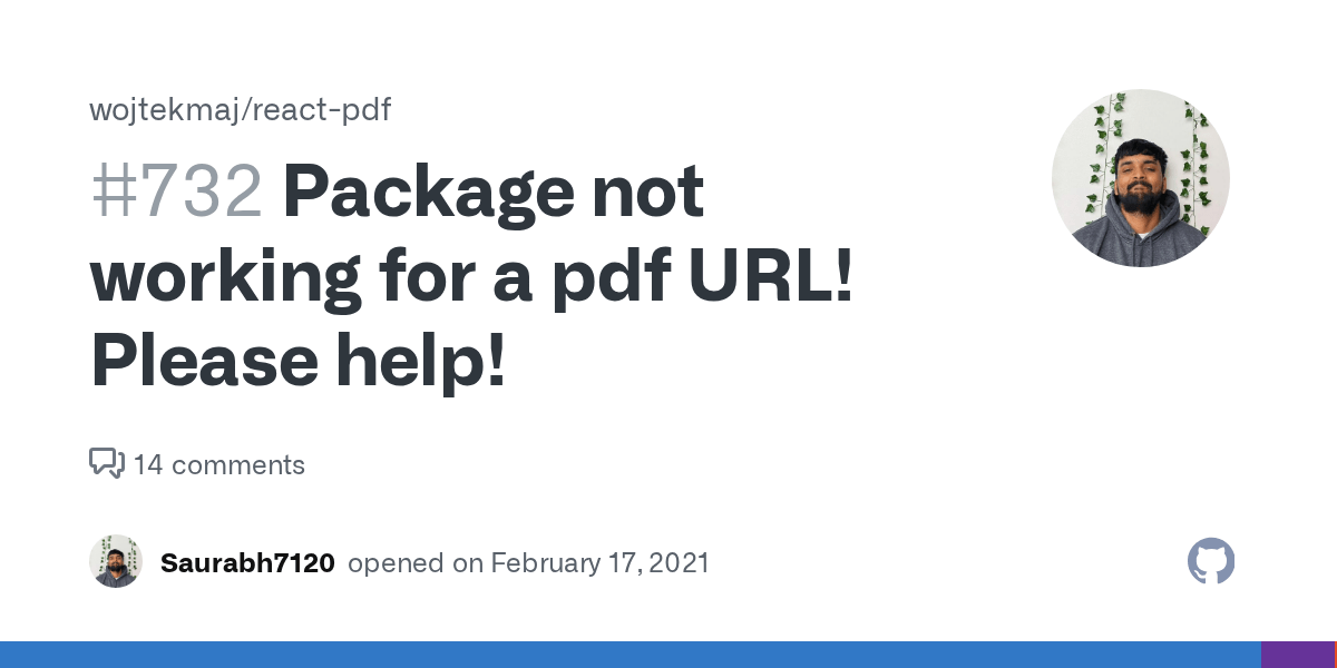 Package not working for a pdf URL! Please help! · Issue 732 · wojtekmaj/reactpdf · GitHub
