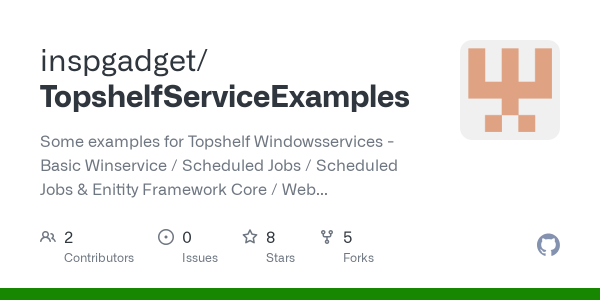 GitHub inspgadget/TopshelfServiceExamples Some examples for Topshelf