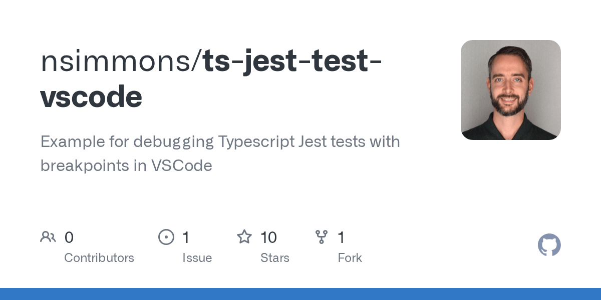 GitHub nsimmons/tsjesttestvscode Example for debugging Typescript