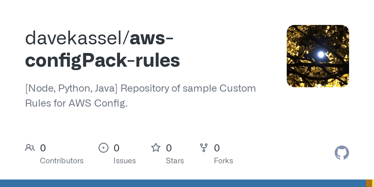 GitHub davekassel/awsconfigPackrules [Node, Python, Java