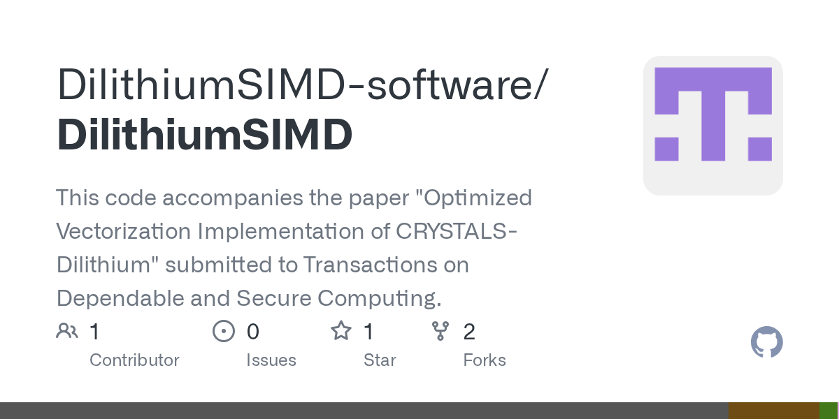 GitHub DilithiumSIMDsoftware/DilithiumSIMD This code