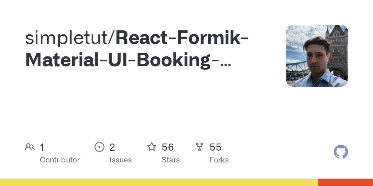 GitHub simpletut/ReactFormikMaterialUIBookingFormTemplate